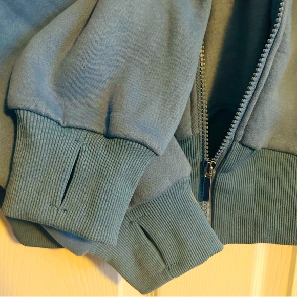 XIEERDUO Women Zip Up Hoodie Y2K Sweatshirt, with pockets & thumb holes, blue, L - Picture 8 of 9
